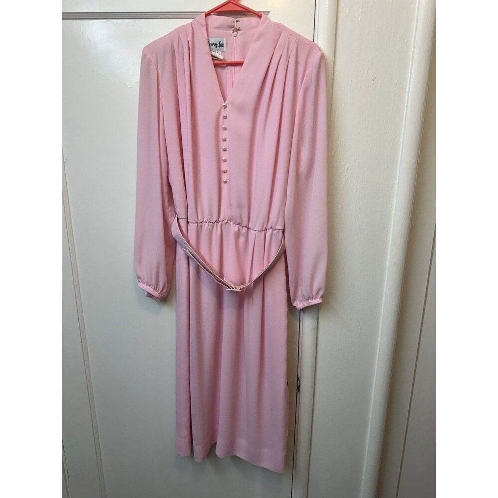 Henry Lee Womens Dress Vintage Pink Secretary Bow 9 To 5 Modest‎ Sz 12 Union USA
